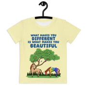 What makes you different is what makes you beautiful tshirt with 2 horse and one with rainbow puzzle pieces for Girls and boys toddler size. 2T-7
