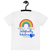White Rainbow Shirt - Autistically Fabulous with a blue heart