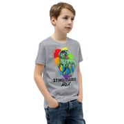 Green Dino with Rainbow puzzle pieces heart that says Stimulosaurus Rex. - For Youth boys - Small-XL