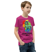 Green Dino with Rainbow puzzle pieces heart that says Stimulosaurus Rex. - For Youth boys - Small-XL