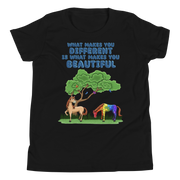 What makes you different is what makes you beautiful with two horses. Youth Small- XL