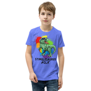 Green Dino with Rainbow puzzle pieces heart that says Stimulosaurus Rex. - For Youth boys - Small-XL