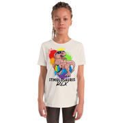 Pinkl Dino with Rainbow puzzle pieces heart that says Stimulosaurus Rex. - For Youth Girl - Small-XL