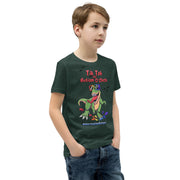 Tik tok its Autism Oclock - Green Dino with birds and rainbow puzzle pieces. Youth boy - Size small- XL