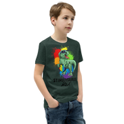 Green Dino with Rainbow puzzle pieces heart that says Stimulosaurus Rex. - For Youth boys - Small-XL