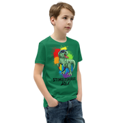 Green Dino with Rainbow puzzle pieces heart that says Stimulosaurus Rex. - For Youth boys - Small-XL