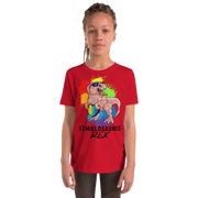 Pinkl Dino with Rainbow puzzle pieces heart that says Stimulosaurus Rex. - For Youth Girl - Small-XL