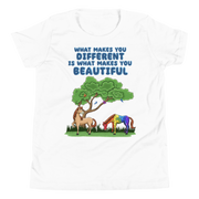 What makes you different is what makes you beautiful with two horses. Youth Small- XL