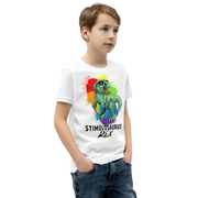 Green Dino with Rainbow puzzle pieces heart that says Stimulosaurus Rex. - For Youth boys - Small-XL