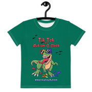 Tiktok Its Autism Oclock Tshirt for toddler boys. Size 2T-7. Green dino, with #Normalizeautism
