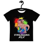 Pinkl Dino with Rainbow puzzle pieces heart that says Stimulosaurus Rex. - For Youth Girl - Small-XL