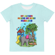My Autism makes me more fabulous with elephant and playground tshirt. Girl size 2t-7