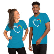 Men and women Heart design with Autism Advocate and rainbow puzzle pieces on heart.