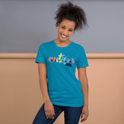 Fitted Tshirt for men and women. Autism ally in rainbow colors. Size X-small to 3XL.