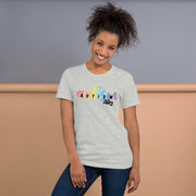 Fitted Tshirt for men and women. Autism ally in rainbow colors. Size X-small to 3XL.