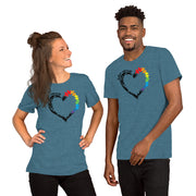 Men and women Heart design with Autism Advocate and rainbow puzzle pieces on heart.