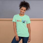 Fitted Tshirt for men and women. Autism ally in rainbow colors. Size X-small to 3XL.