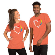 Men and women Heart design with Autism Advocate and rainbow puzzle pieces on heart.