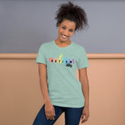 Fitted Tshirt for men and women. Autism ally in rainbow colors. Size X-small to 3XL.