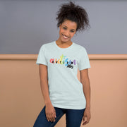 Fitted Tshirt for men and women. Autism ally in rainbow colors. Size X-small to 3XL.
