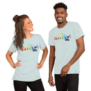 Fitted Tshirt for men and women. Autism ally in rainbow colors. Size X-small to 3XL.