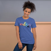 Fitted Tshirt for men and women. Autism ally in rainbow colors. Size X-small to 3XL.