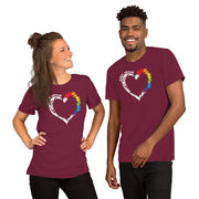 Men and women Heart design with Autism Advocate and rainbow puzzle pieces on heart.