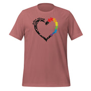 Men and women Heart design with Autism Advocate and rainbow puzzle pieces on heart.