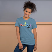 Fitted Tshirt for men and women. Autism ally in rainbow colors. Size X-small to 3XL.