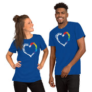 Men and women Heart design with Autism Advocate and rainbow puzzle pieces on heart.