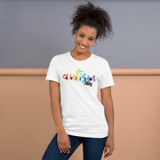 Fitted Tshirt for men and women. Autism ally in rainbow colors. Size X-small to 3XL.
