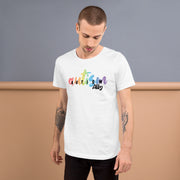 Fitted Tshirt for men and women. Autism ally in rainbow colors. Size X-small to 3XL.