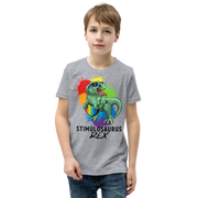 Green Dino with Rainbow puzzle pieces heart that says Stimulosaurus Rex. - For Youth boys - Small-XL