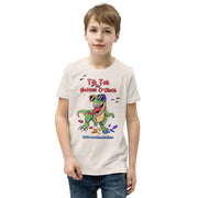 Tik tok its Autism Oclock - Green Dino with birds and rainbow puzzle pieces. Youth boy - Size small- XL