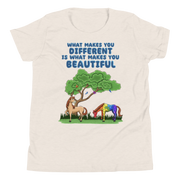 What makes you different is what makes you beautiful with two horses. Youth Small- XL
