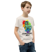 Green Dino with Rainbow puzzle pieces heart that says Stimulosaurus Rex. - For Youth boys - Small-XL