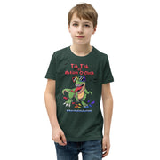 Tik tok its Autism Oclock - Green Dino with birds and rainbow puzzle pieces. Youth boy - Size small- XL