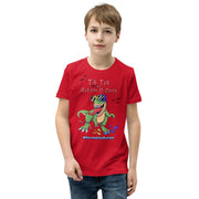 Tik tok its Autism Oclock - Green Dino with birds and rainbow puzzle pieces. Youth boy - Size small- XL