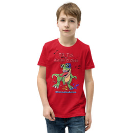Tik tok its Autism Oclock - Green Dino with birds and rainbow puzzle pieces. Youth boy - Size small- XL