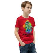 Green Dino with Rainbow puzzle pieces heart that says Stimulosaurus Rex. - For Youth boys - Small-XL