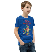 Tik tok its Autism Oclock - Green Dino with birds and rainbow puzzle pieces. Youth boy - Size small- XL