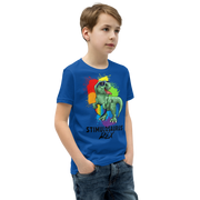 Green Dino with Rainbow puzzle pieces heart that says Stimulosaurus Rex. - For Youth boys - Small-XL