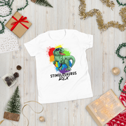 Green Dino with Rainbow puzzle pieces heart that says Stimulosaurus Rex. - For Youth boys - Small-XL